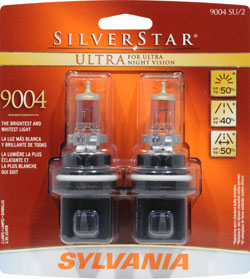 Sylvania 9004SU BP SilverStar Ultra High Performance halogen headlight retail pack of 2