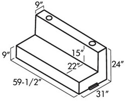 Dimensions of the UWS TT-100-L-T/P 100 L-shaped aluminum transfer tank