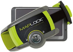 The Maplock clamped diagonally around a GPS unit