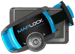 The Maplock clamped diagonally around a GPS unit