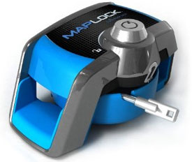 Maplock and stainless steel cable with spool clamped together for easy storage when not in use