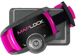 The Maplock clamped diagonally around a GPS unit