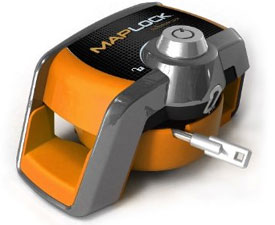 Maplock and stainless steel cable with spool clamped together for easy storage when not in use