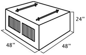 Dimensions of the UWS DB-4848 48-inch Southern 2-Door Deep Dog Box with Divider