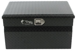 Front view of the UWS TBC-30-BLK Black 30-inch Standard Chest with Beveled Insulated Lid