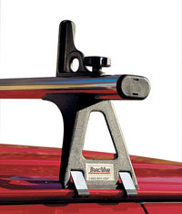 An isolated view of a cross bar and load stop of the TracRac 29056 triple TracVan