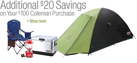 Save an Additional $20 at Checkout on Your $100 Coleman Gear Purchase