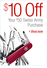 $10 Off Your $50 Swiss Army Purchase