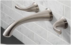 two handle wall-mount faucet in stainless