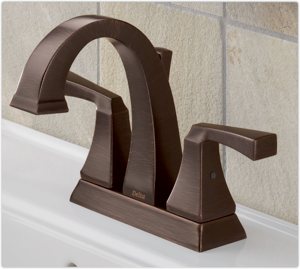 two handle centerset lavatory in Venetian bronze