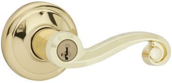 Lido entry lever with SmartKey technology, polished brass