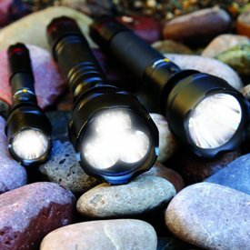 Highland Tactical LED Flashlights with Red Tail Emergency Flashers in Aluminum Case