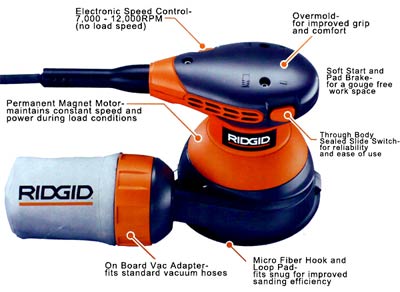 Ridgid R2600 14688 3 Amp 5 Inch Random Orbit Sander