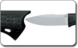 Handle secures accompanying knife inside
