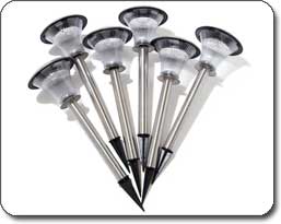 Strathwood Solar Garden Path Light, Stainless Steel, Set of 6 Solar Path Lights