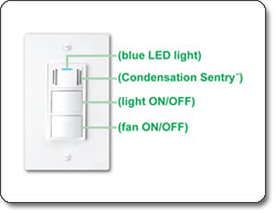 DewStop Condensation Sentry Fan and Light Switch, White