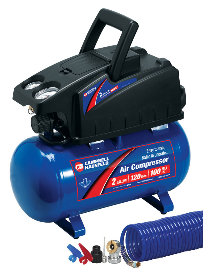 Campbell Hausfeld FP2048 2Gallon Air Compressor and 8Piece Accessory Kit Hot Dog Tank Air