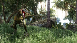 A dinosaur like creature on a rampage in Two Worlds II