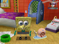 SpongeBob at home with Gary in Spongebob Squarepants The Yellow Avenger