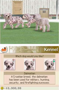 Choosing the puppy you want in Nintendogs Dalmatian&Friends