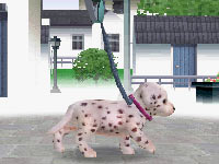 Dalmation pup getting walked in Nintendogs Dalmatian&Friends