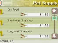Pet supply screen in Nintendogs Dalmatian&Friends