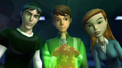 Ben, Gwen and Kevin taking on a mission via hallogram in 'Ben 10: Alien Force'