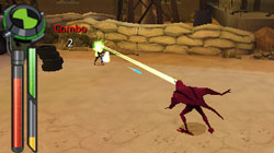 Jetray laying down a combo in 'Ben 10: Alien Force'