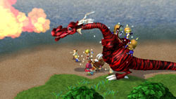 Fighting a dragon in 'Little King's Story'