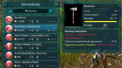 A massive weapons inventory in 'Sacred 2: Fallen Angel'