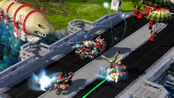 Large-scale, multi-unit battle in 'Command & Conquer: Red Alert 3 Ultimate Edition'