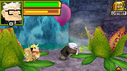 Russell and Carl battling a carnivorous plant in 'UP' The Video Game