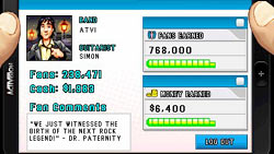 Band/rocker stats screen in 'Guitar Hero On Tour: Modern Hits'