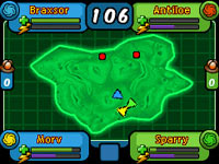 Map showing all four Wi-Fi players in 'Spore Hero Arena' Map showing all four Wi-Fi players in 'Spore Hero Arena'