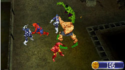 Hulk, Spider-man, Thing and Iron Man teamed up in Marvel Ultimate Alliance 2 for DS/DSi