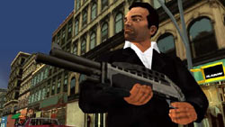 Toni Ciprini and his 'little friend' in 'Grand Theft Auto: Liberty City Stories' Toni Ciprini and his 'little friend' in 'Grand Theft Auto: Liberty City Stories'