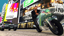 Toni Ciprini on a motorcycle being chased by police in 'Grand Theft Auto: Liberty City Stories' Toni Ciprini on a motorcycle being chased by police in 'Grand Theft Auto: Liberty City Stories'