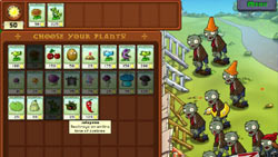 Choosing your plant arsenal as zombies approach in 'Plants vs. Zombies'