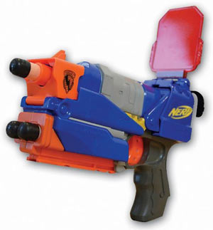 Blaster with decoder lense bundled with NERF: N-Strike Elite is comaptible with any game using the Wii Remote and doubles as a physical NERF gun