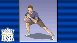 Bob Harper doing a stretch in Balance Board in The Biggest Loser for DS / DSi