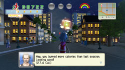 AI companion giving a caloric breakdown as you walk through the gameworld in Walk It Out!