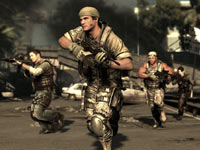 Moving in formation through open territory in SOCOM 4: U.S. Navy SEALs