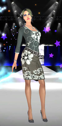 Model on the catwalk in Project Runway the Video Game