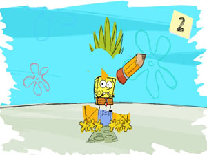 Using the uDraw GameTablet to create edit in SpongeBob SquigglePants for Wii