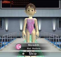 A female diver and the team she represents being introduced to the crowd before a dive in Deca Sports 3