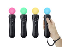PlayStation Move controller with dynamic orb colors demonstrated