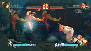 Yung putting the moves on Ryu in Super Street Fighter IV: Arcade Edition