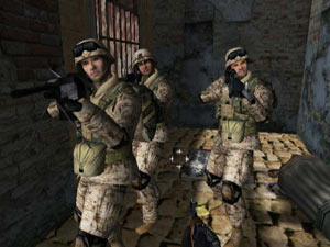Your fire team ready for action in Marines: Modern Urban Combat