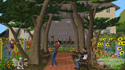 A bountiful garden created in the shadow of a 
house in The Sims 2 Mansion & Garden Stuff Pack