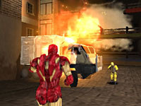 Iron Man decimating a vehicle in Iron Man 2 Iron Man decimating a vehicle in Iron Man 2